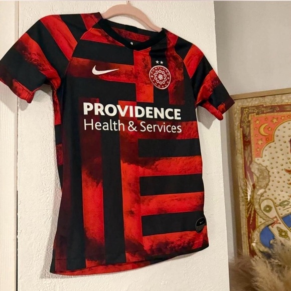 Nike Other - Nike Kids Red & Black Soccer Jersey with Providence Health Sponsor